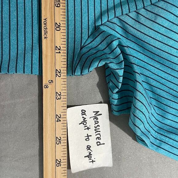 Under Armour Heat Gear Loose Mens Size Large Blue Striped Polo Shirt Preppy Golf - Picture 10 of 11